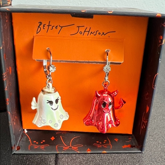 Betsey Johnson |  White Ghost & Red Devil Earrings 👻 - Picture 1 of 8
